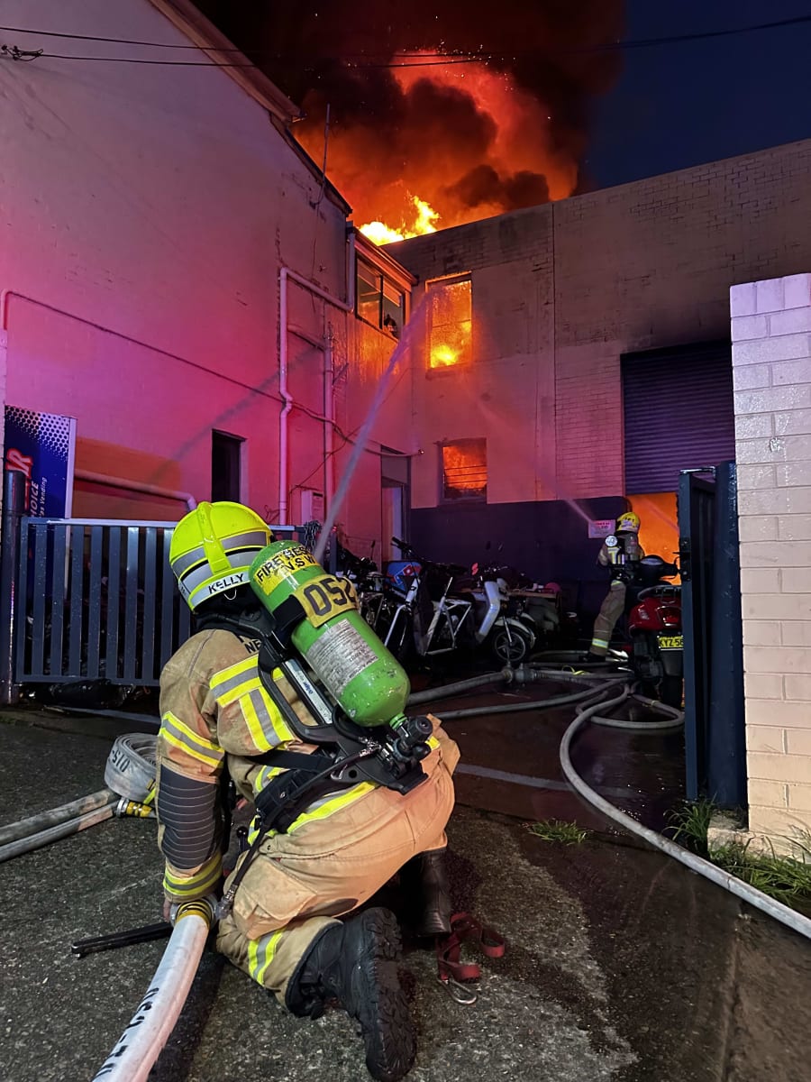 Massive fire at e-bike warehouse breaks out in Sydney's inner west