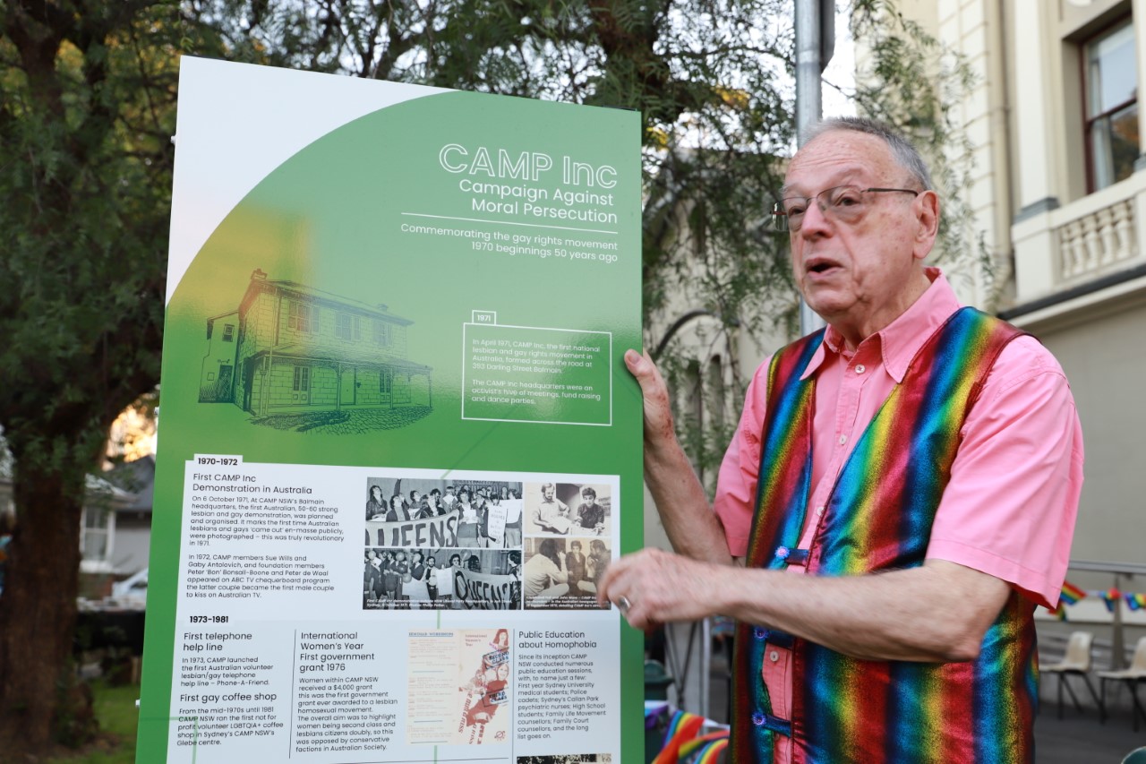 Foundational LGBTQI+ activist warns that there is ‘still much more to be done’ as historic signage is unveiled in Balmain