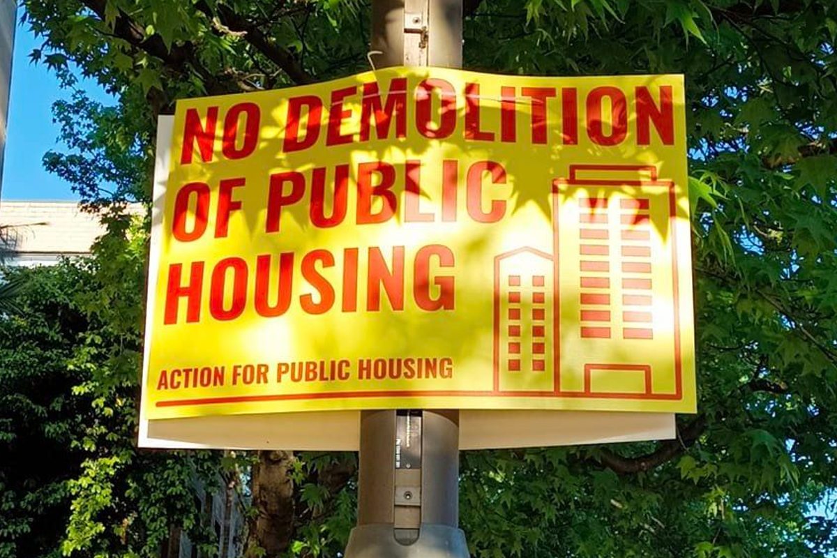 ‘No Eviction’ signs posted across Waterloo opposing demolition of social housing