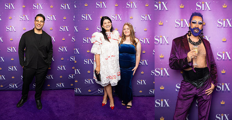 Purple carpet pics from the opening night of Six the Musical in Sydney.